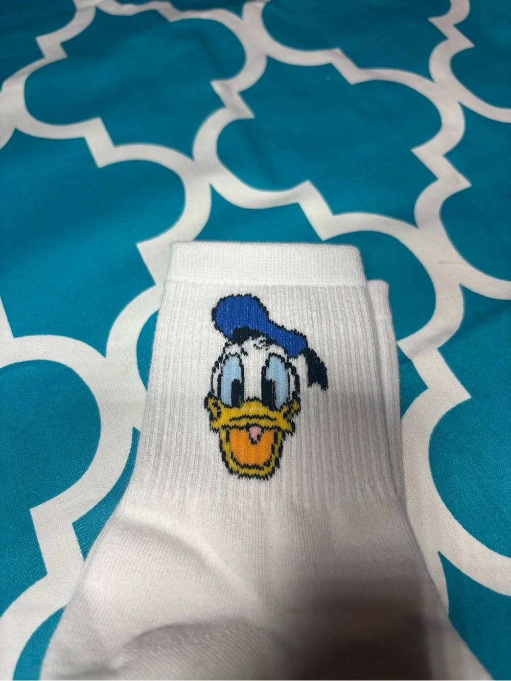 New White Donald Duck Crew Socks - Women